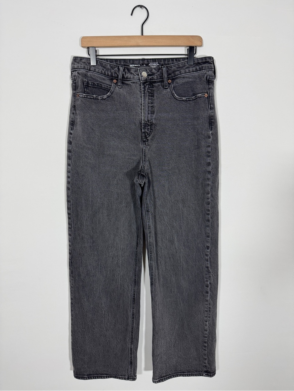 WJ44 {Old Navy} "Extra High Rise Sky Hi Wide Leg" Gray Relaxed Loose Baggy Jeans